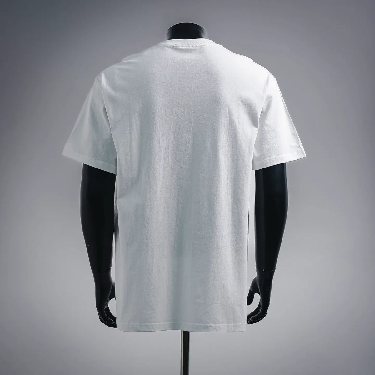 White crew-neck T-shirt with plain back