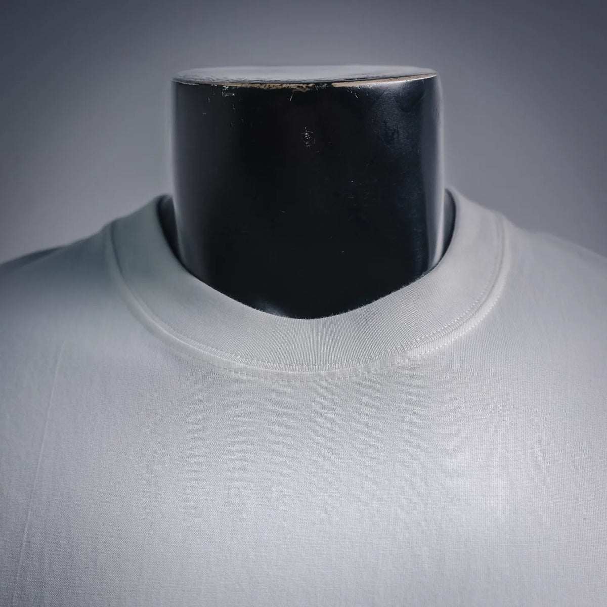 White crewneck T-shirt neckline with stitched collar
