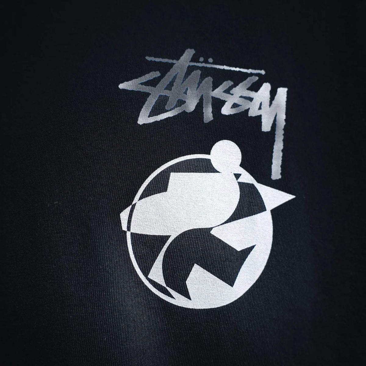 Black Stussy graphic logo print on short-sleeve T-shirt