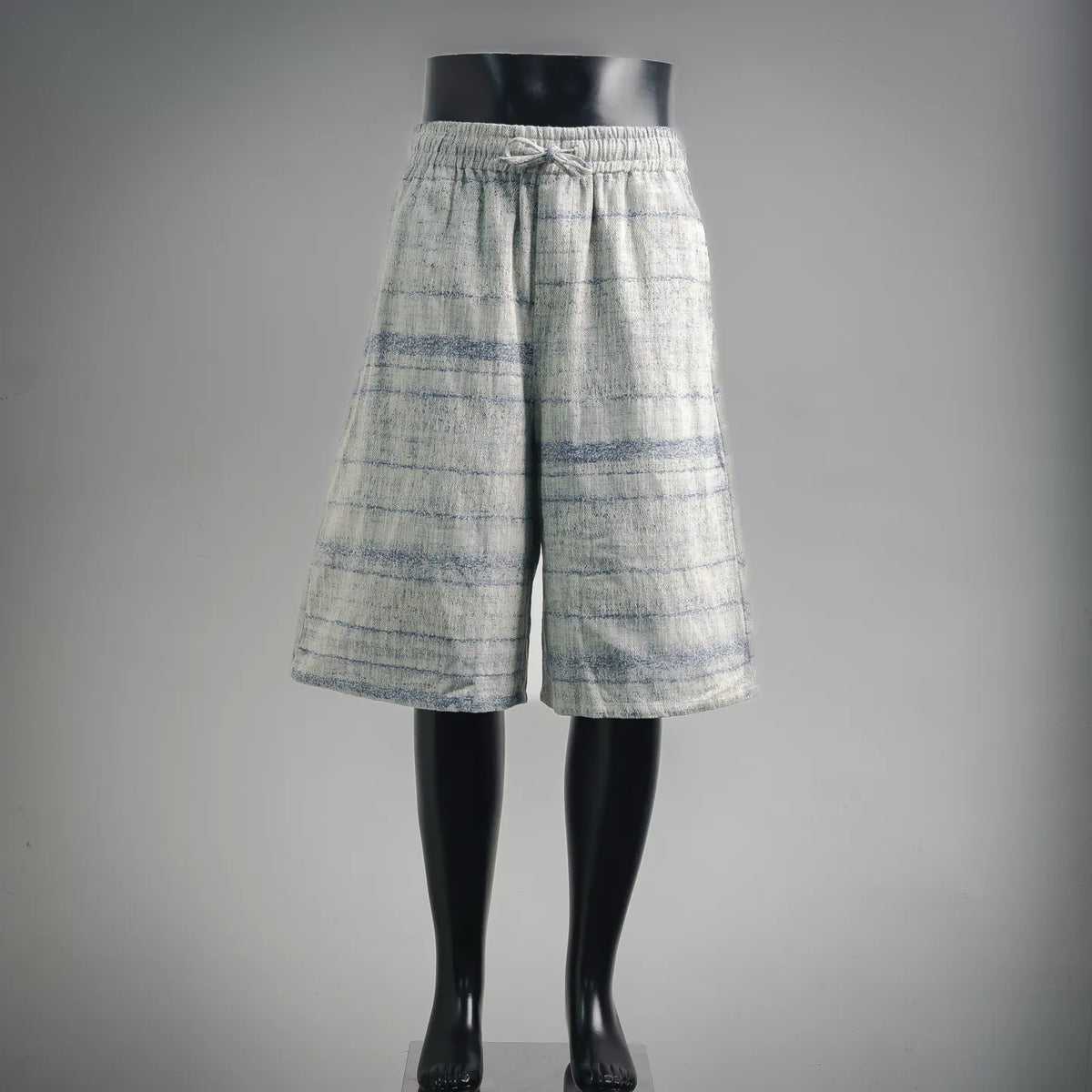 LOEWE light blue striped drawstring shorts with elastic waistband