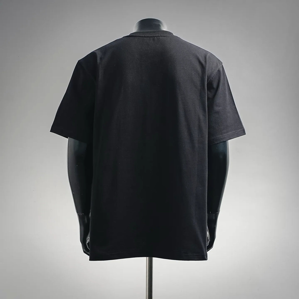 Black short-sleeve t-shirt, plain back view