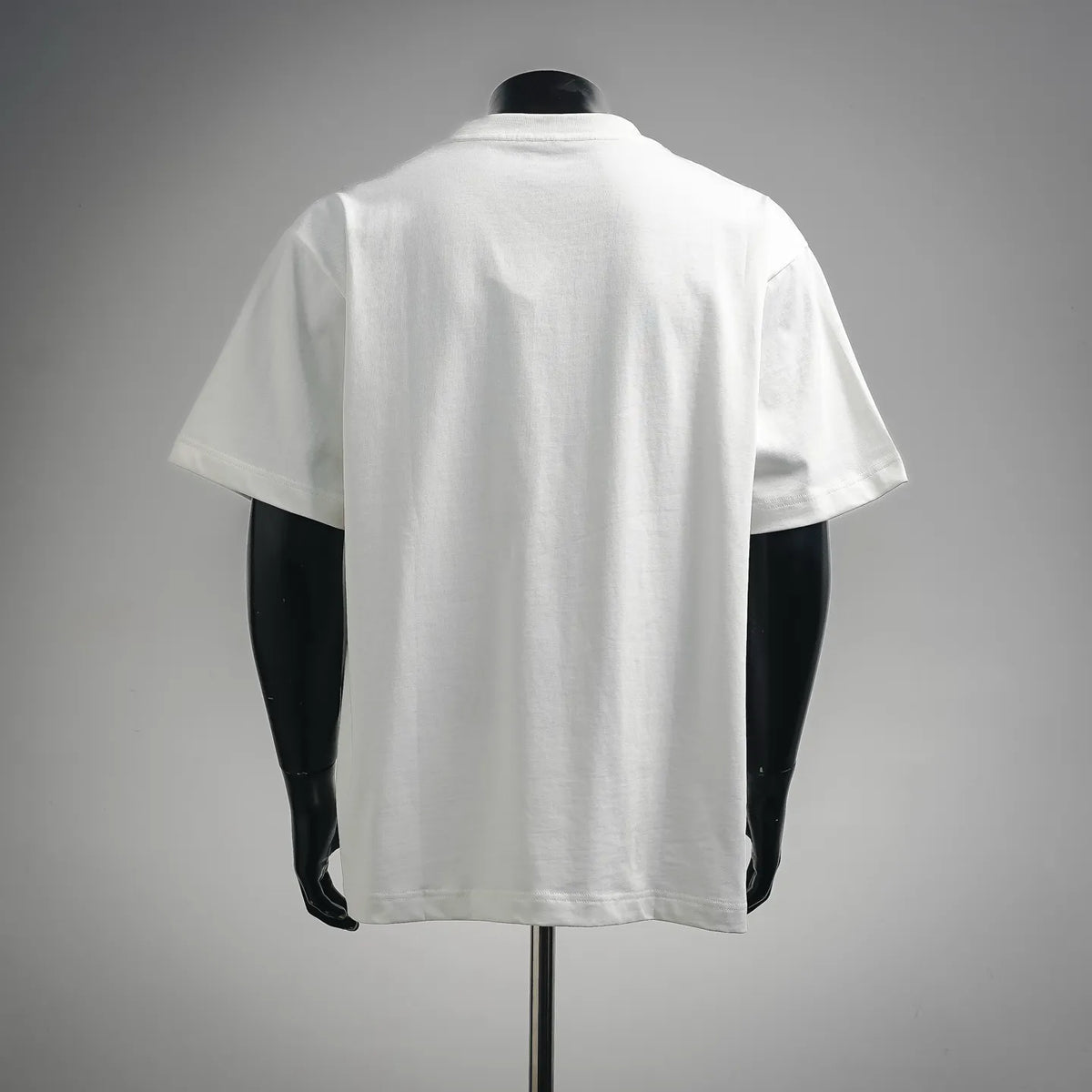 White short-sleeve T-shirt, crew neck; smooth back view