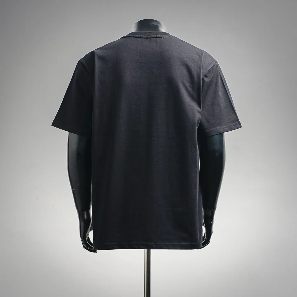 Black short-sleeve T-shirt with plain back