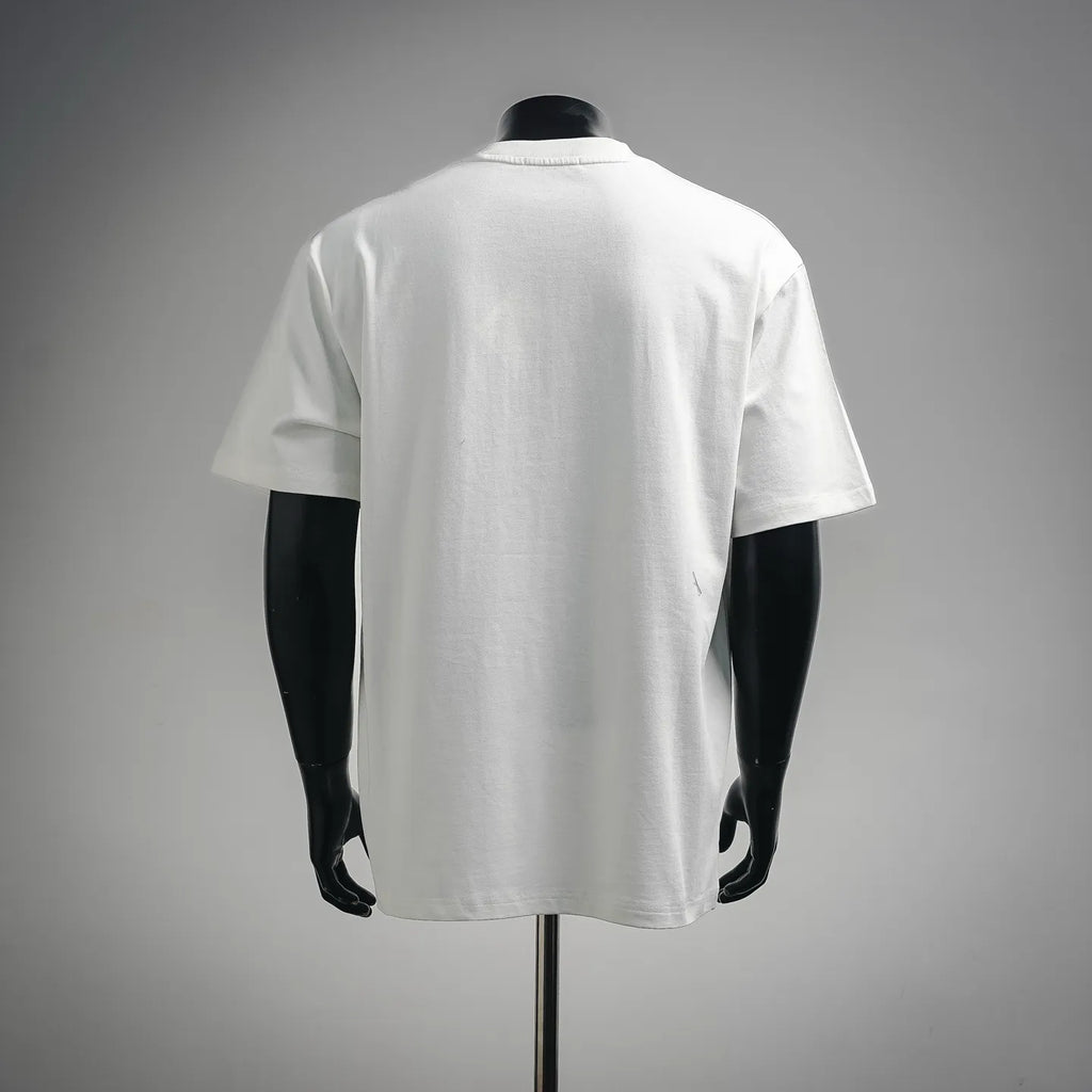 White LOEWE T-shirt back view with ribbed crew neck.