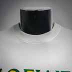 White LOEWE T-shirt neckline and crew collar close-up.