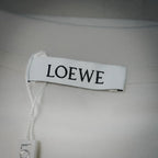 White LOEWE T-shirt interior neck label with LOEWE text.