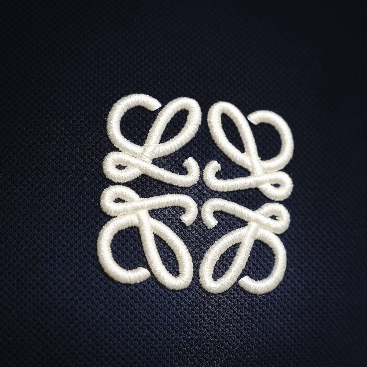Navy LOEWE polo shirt embroidered logo on chest