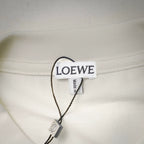 White T-shirt neck label with LOEWE branding and care tag