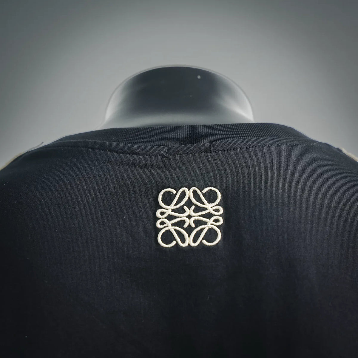 LOEWE black short-sleeve T-shirt with white embroidered back logo