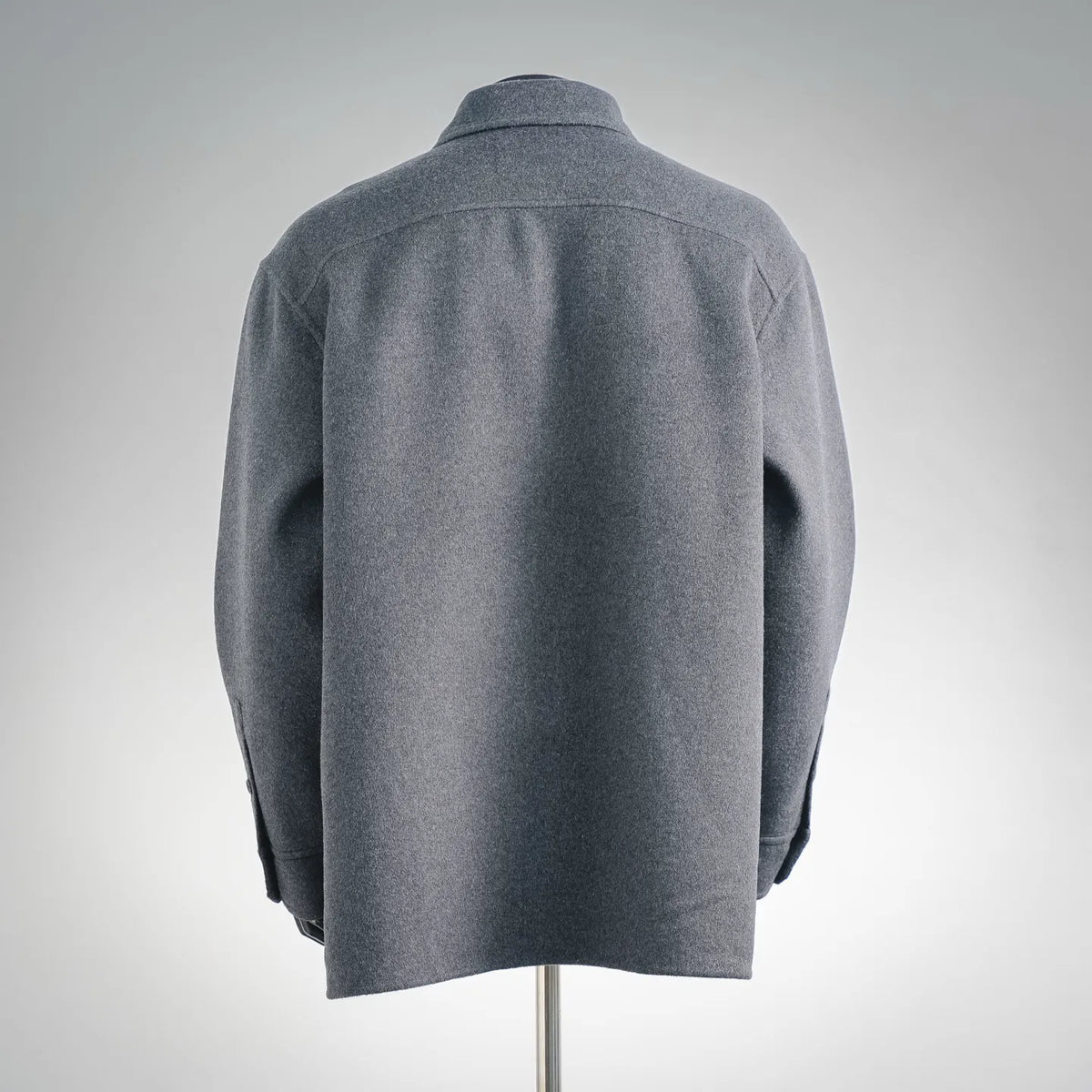 LOEWE wool coat, dark gray, stand collar, back view
