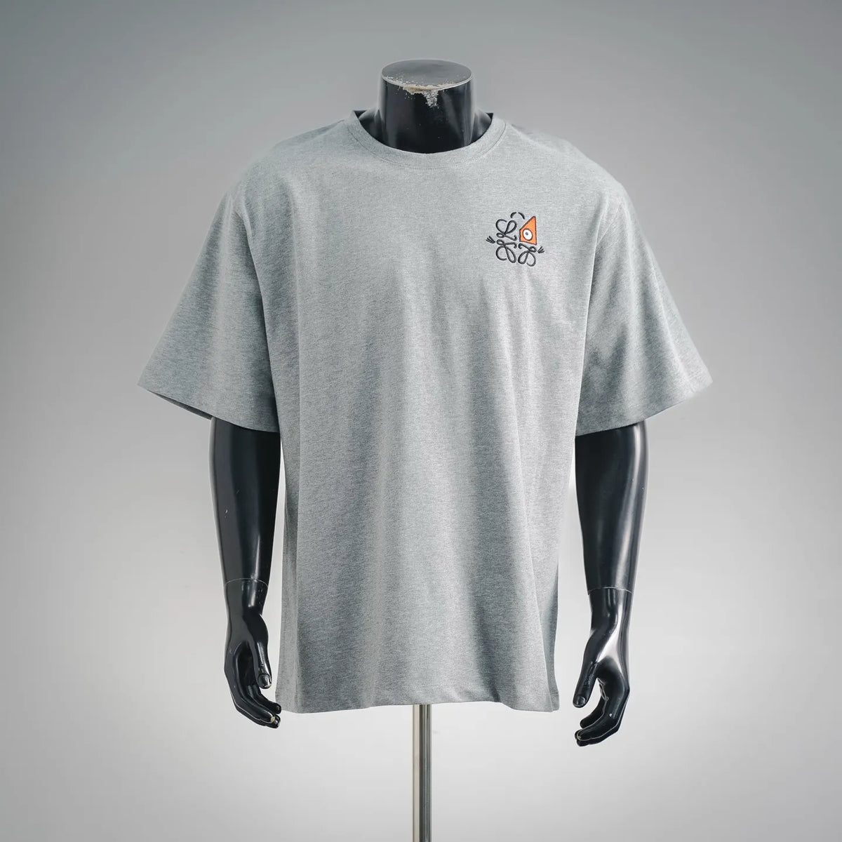 LOEWE short-sleeve T-shirt, heather gray, front logo graphic at chest