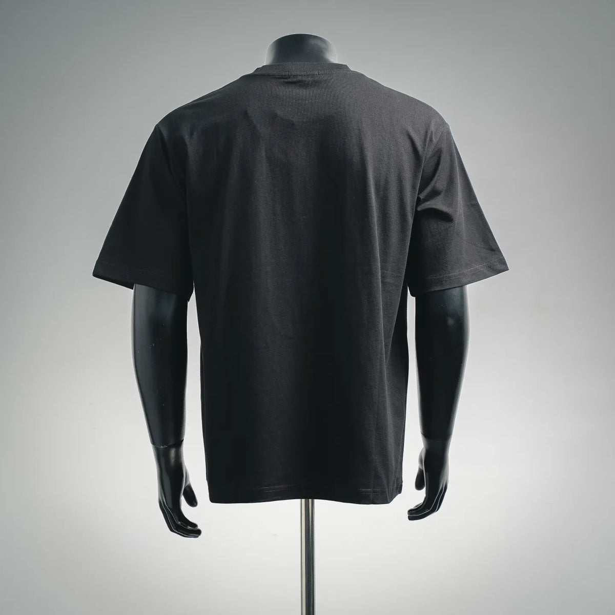 Black short-sleeve T-shirt with plain back view