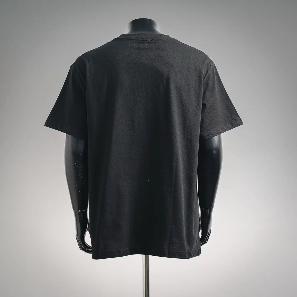 Black short-sleeve T-shirt, rear view