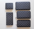 Louis Vuitton small zip wallets in dark checker pattern, set of four