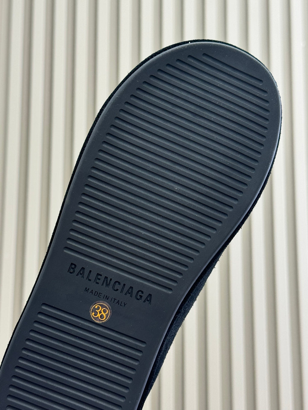 Balenciaga rubber outsole with ridged tread and size marking 38