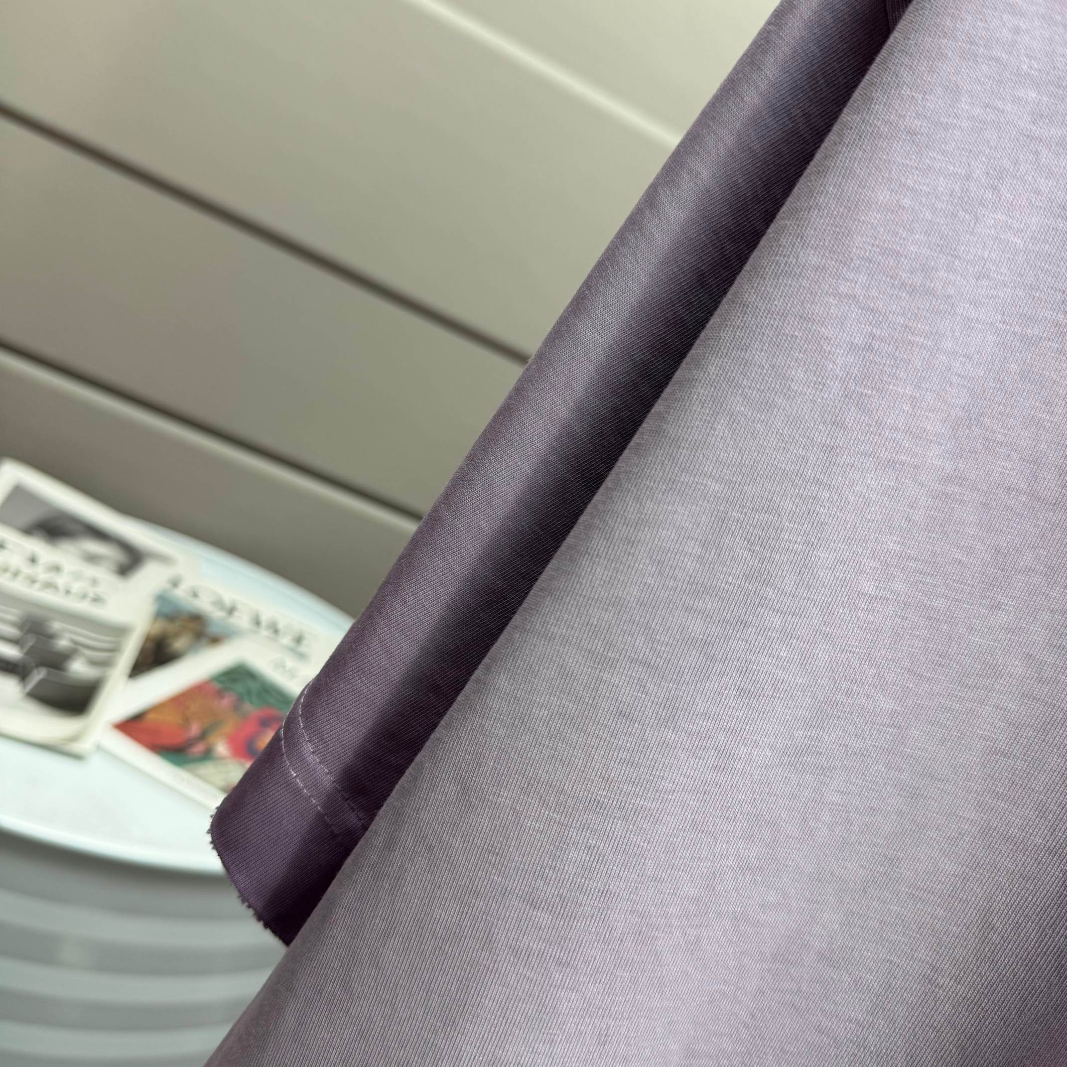 Off White lavender T-shirt sleeve close-up with ribbed cuff and stitched hem
