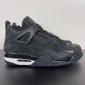 Air Jordan 4 sneakers in dark gray suede with mesh panel, lace-up, and Air unit
