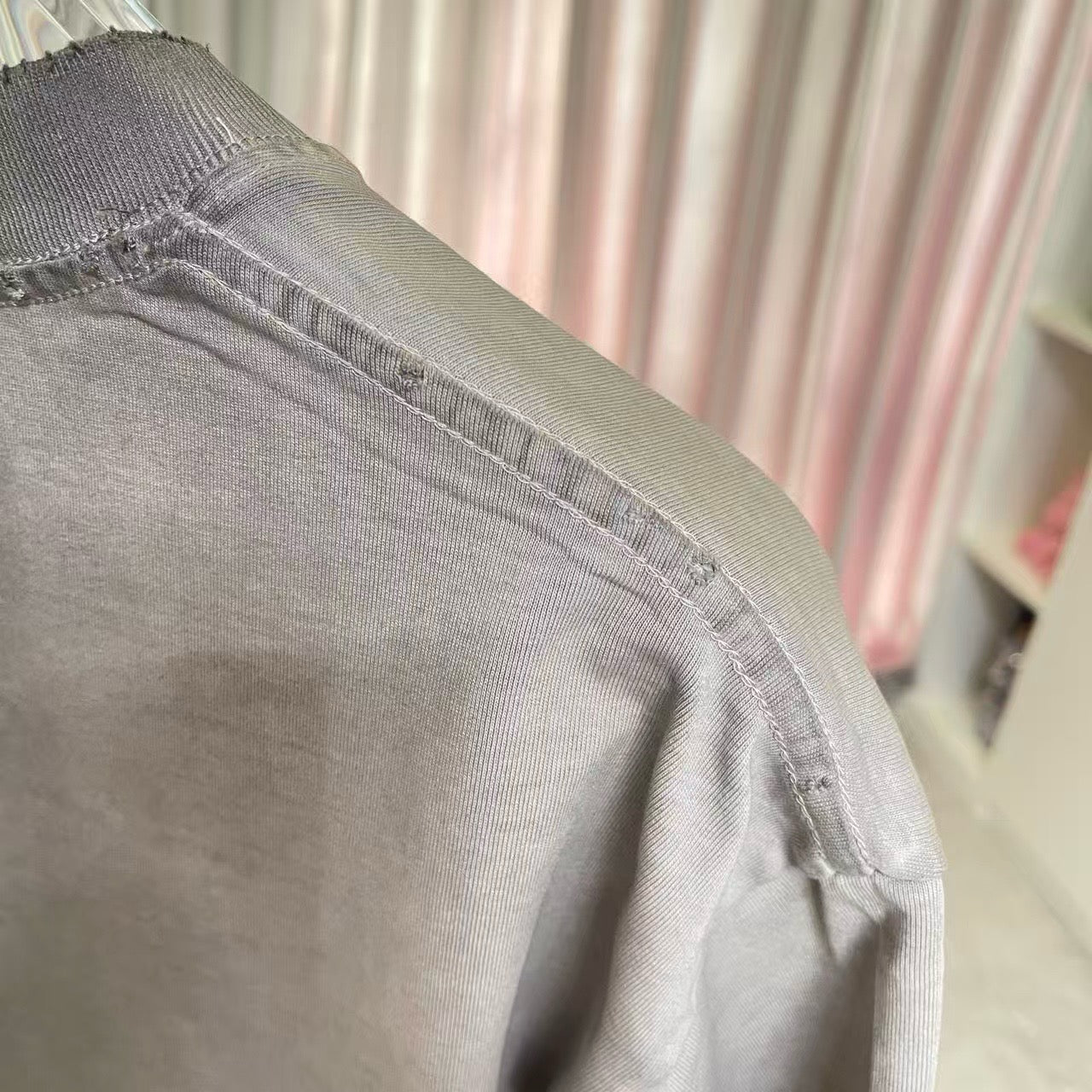 Dior heather gray short-sleeve T-shirt with stitched shoulder seam