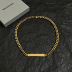 Balenciaga gold-tone chain necklace with BALENCIAGA logo bar