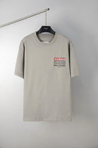 Light gray graphic crew-neck T-shirt with front logo print