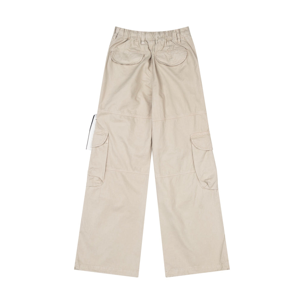 Stone Island beige cargo pants with elastic waist and rear cargo pockets