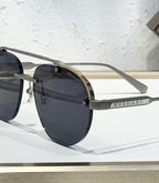 Bvlgari sunglasses, side view with Bvlgari logo on temple and dark lenses