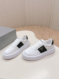 Prada unisex sneakers, white with black side panel and white laces, thick sole