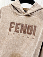 Beige FENDI hoodie front logo graphic centered on chest area.