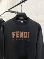 Black sweatshirt with FENDI logo print and small repeating E graphics