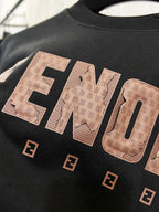 Black sweatshirt with FENDI wordmark and patterned logo letters