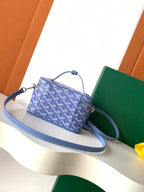 Blue patterned small crossbody bag with adjustable shoulder strap