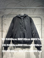 Balenciaga long hooded jacket, dark gray full-zip front with elastic hem