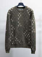 Louis Vuitton monogram long-sleeve sweatshirt, dark olive with white pattern