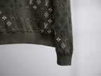 Louis Vuitton monogram long-sleeve sweatshirt sleeve cuff and hem, dark olive knit