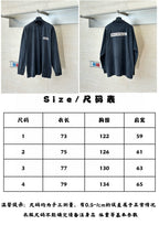 Balenciaga long-sleeve top, dark navy front and back views on display