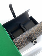 Goyard belt bag open top showing black interior compartments