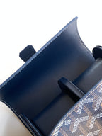 Goyard monogram bag interior pocket with dark blue leather lining