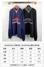 Two long-sleeve sweatshirts: navy with red logo and black with gray logo