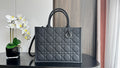 Quilted Dior tote bag with dual top handles, dark gray