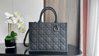 Quilted Dior tote bag with dual top handles, dark gray