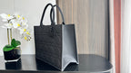 Dior tote bag with structured shape and top handles, dark gray