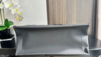 Dior leather tote bag back panel with smooth finish, dark gray