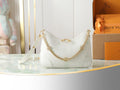 Louis Vuitton white hobo bag with gold chain strap