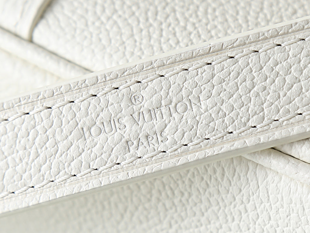 White leather strap with Louis Vuitton Paris embossing