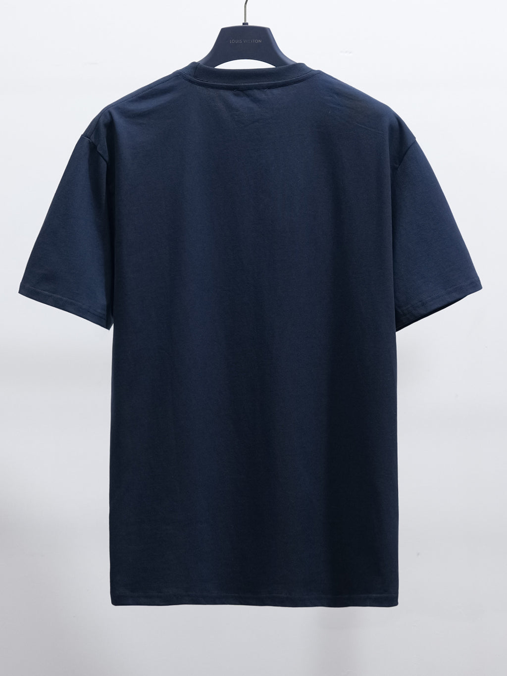 Short-sleeve T-shirt in dark navy, plain back view