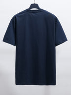Short-sleeve T-shirt in dark navy, plain back view