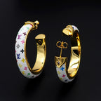 Louis Vuitton hoop earrings with multicolor monogram print and gold-tone clasp