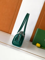 Goyard satchel bag, dark green patterned exterior with top handle and zip pocket