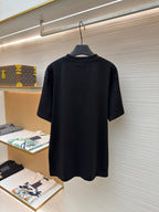 Dark navy short-sleeve T-shirt on hanger, back view