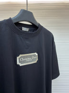 Dark navy short-sleeve T-shirt with crew neck and Christian Dior couture logo